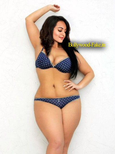 Sonakshi Sinha nude navel fake bikini, NudeDesiActress.pics