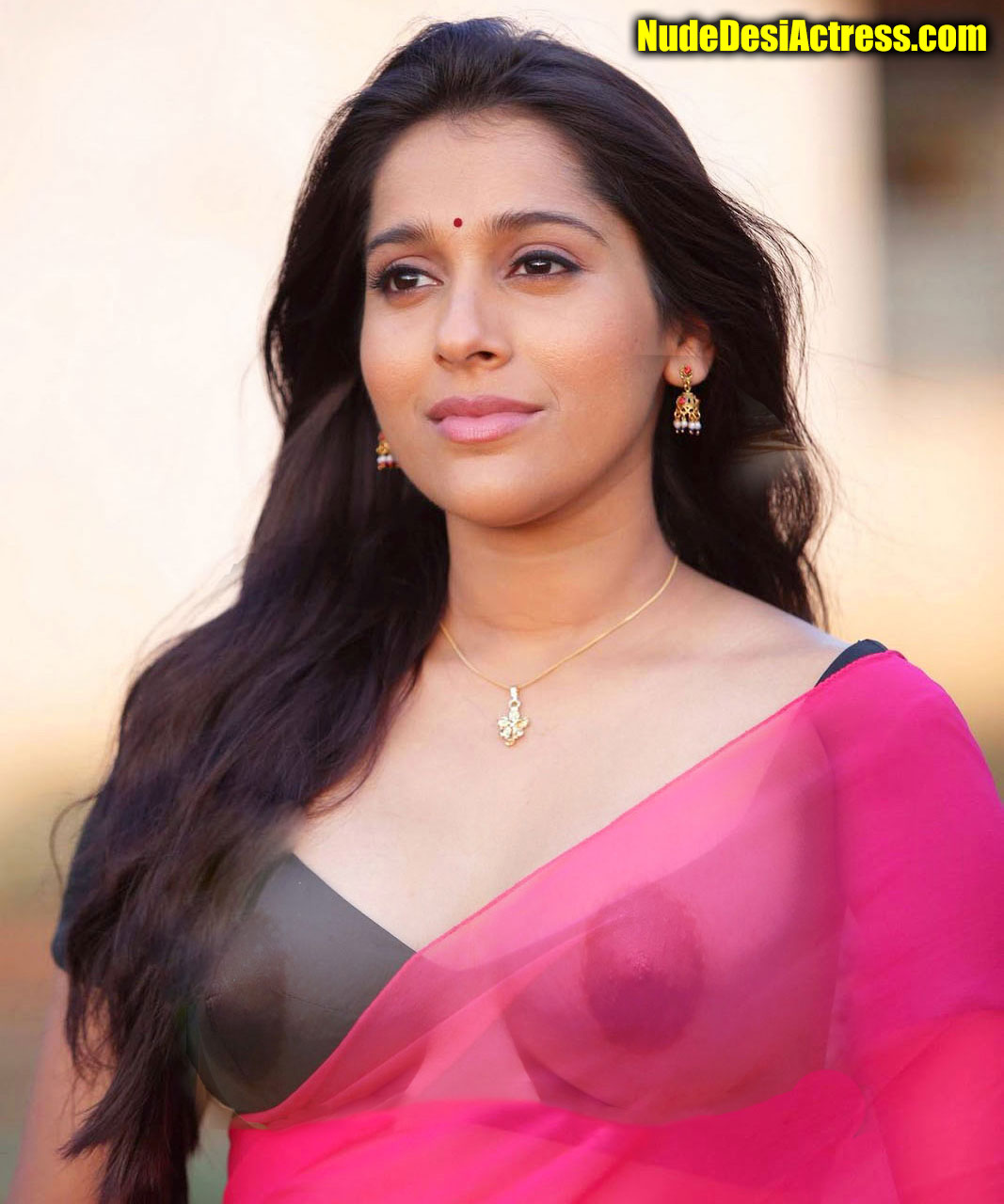 Rashmi Gautam nipple see though in half saree, NudeDesiActress.pics