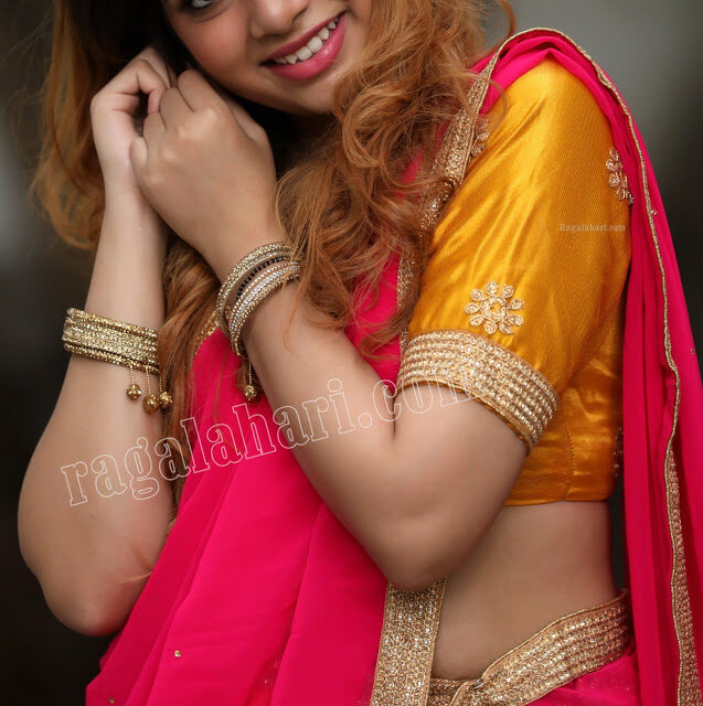 Cute Nameera Mohammed nude hip in hot half saree sexy yellow blouse, NudeDesiActress.pics