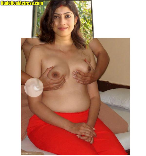 Topless Pranitha Subhash nude boobs pressed hot nipple image, NudeDesiActress.pics