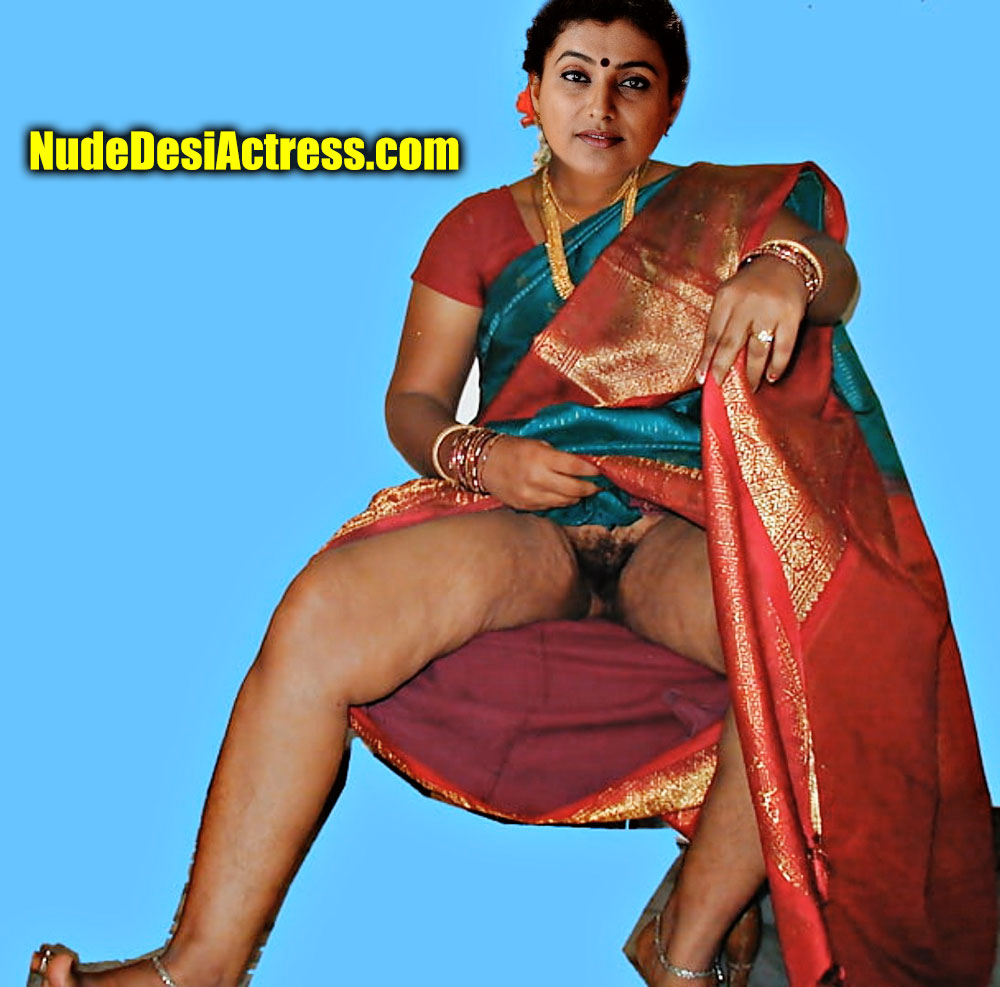 Old actress ROJA Lanjala nude pussy Saree show without panties