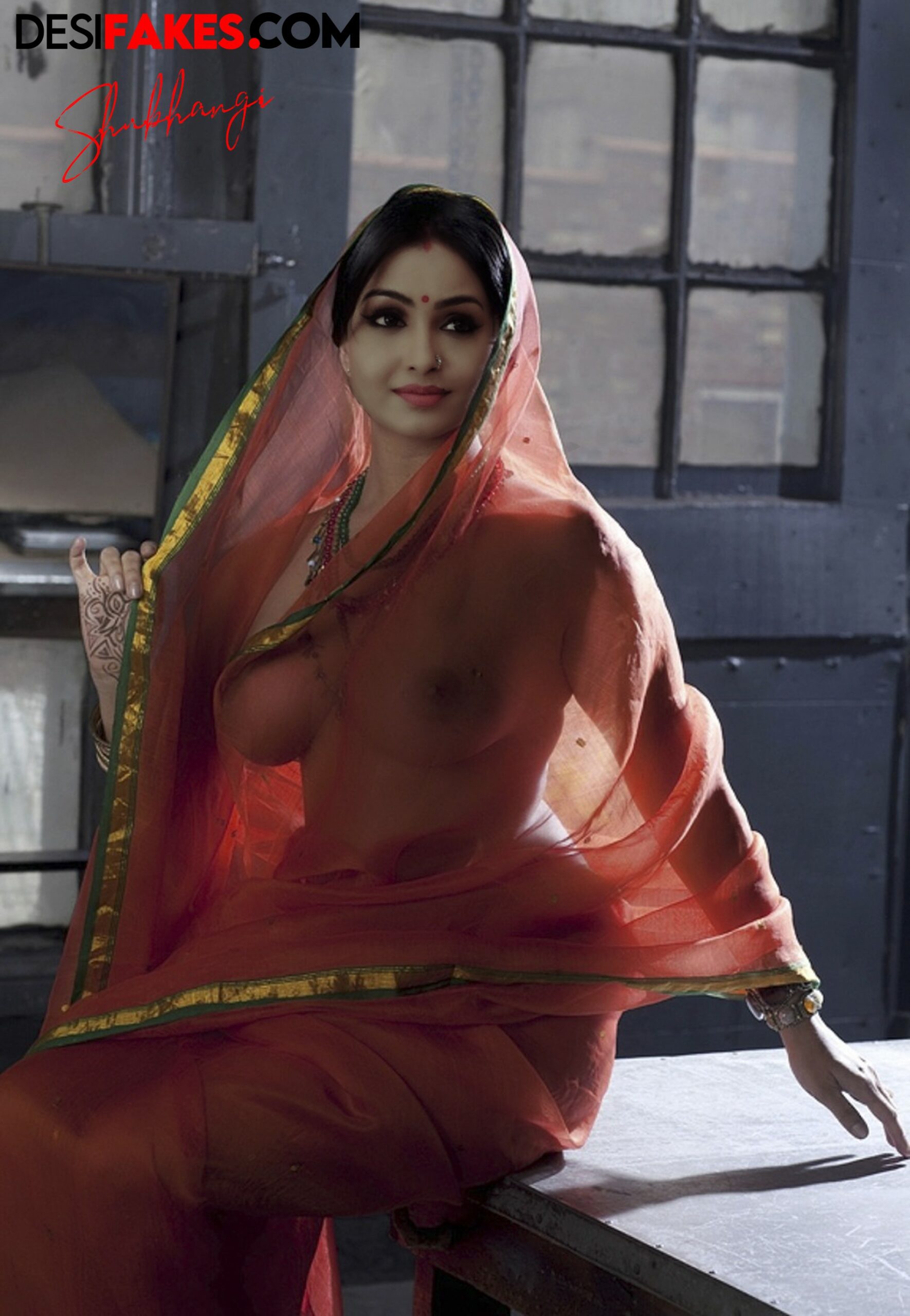 Shubhangi Atre hot transparent Saree nude nipple without blouse xxx HQ
