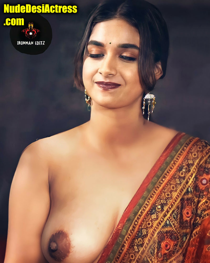 Keerthy Suresh dress removed one side small boobs black nipple photo