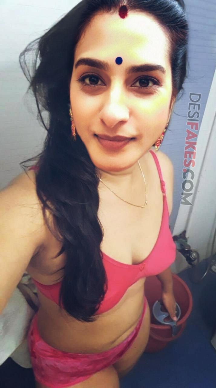 Surekha Vani bathroom selfie red bra panties without dress