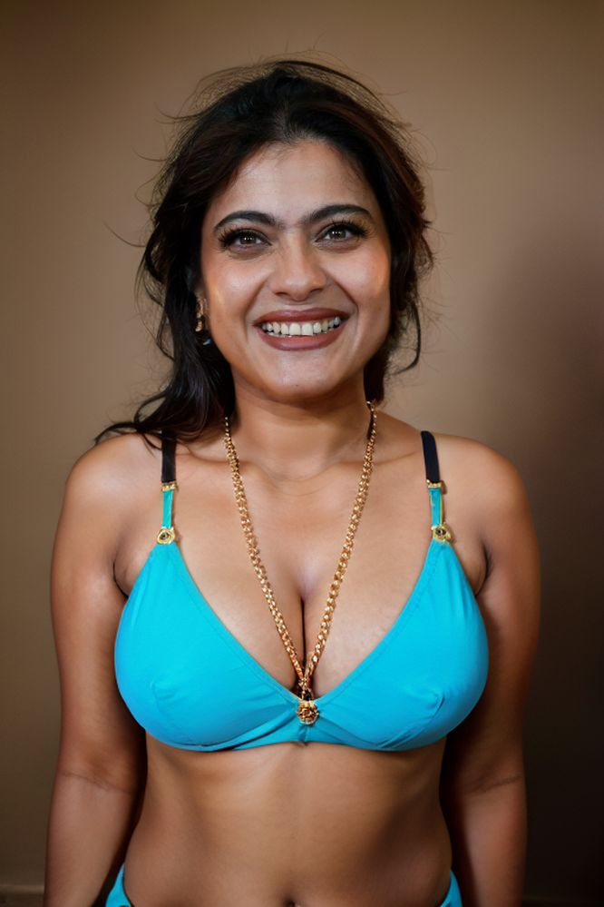 Kajol low neck blouse bra with mangalsuta