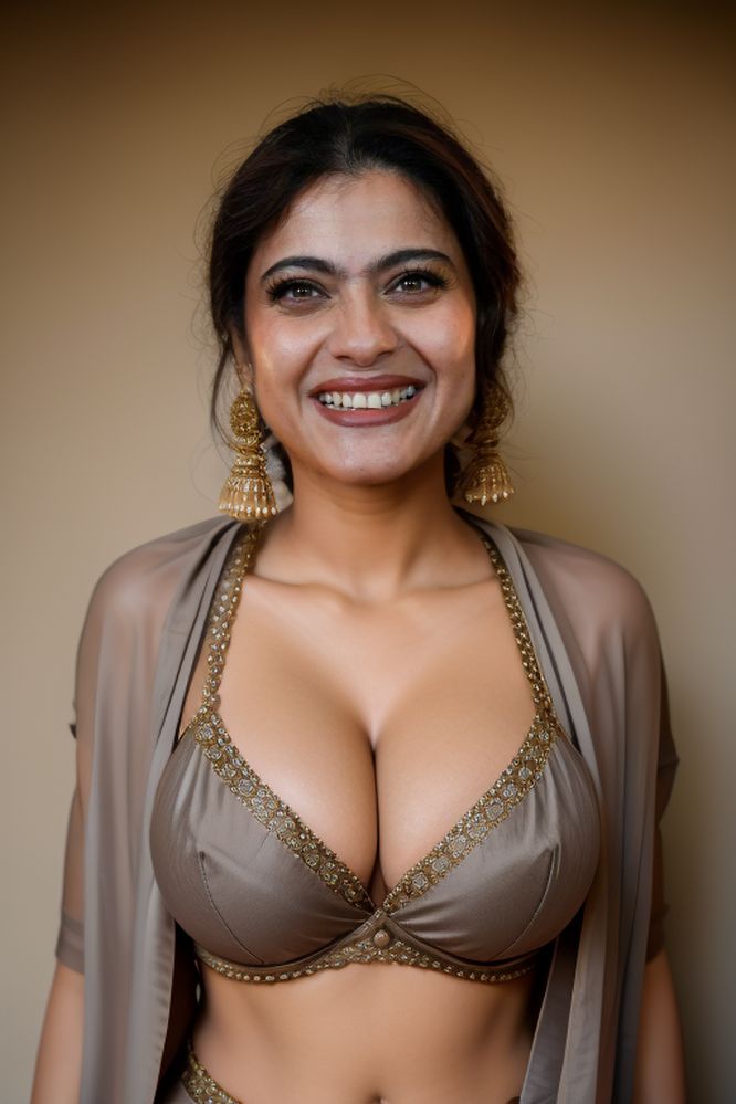Kajol low neck blouse hot cleavage photos, NudeDesiActress.pics