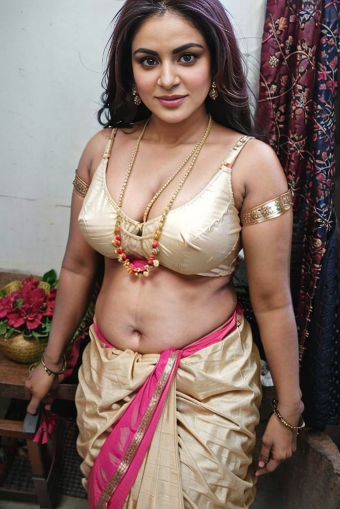Shraddha Arya hot saree cleavage mangalsutra low neck blouse stills