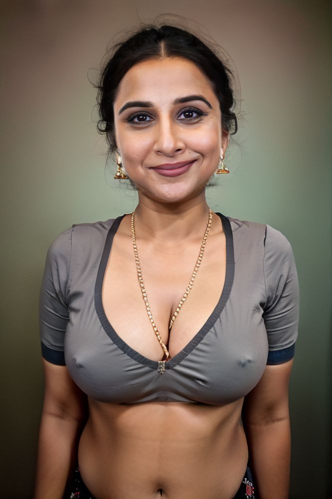 Vidya Balan low neck blouse bra with mangalsuta