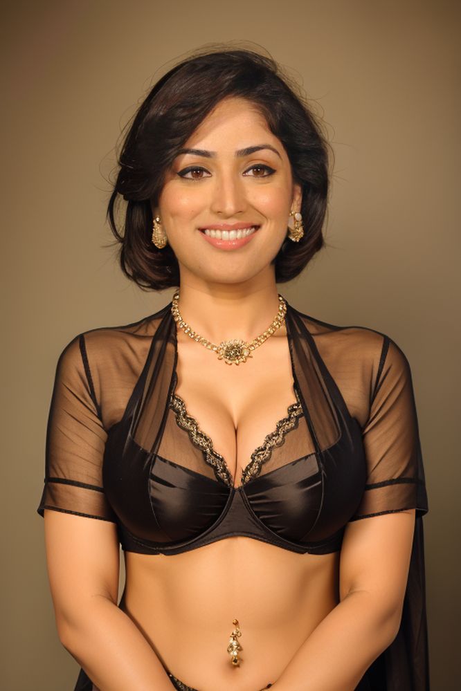 Yami Gautam low neck blouse hot cleavage photos, NudeDesiActress.pics