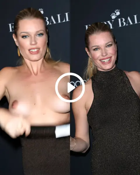 Rebecca Romijn Blush Mesh Bra Exposes Low Neck Bust Surge Video